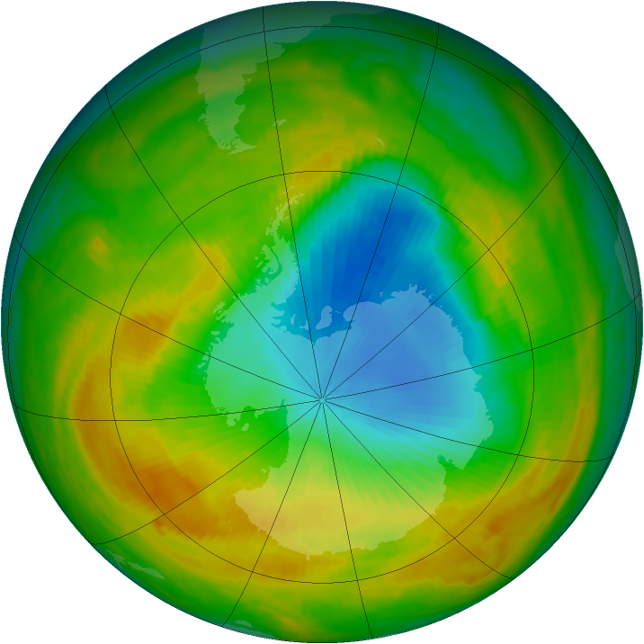 Antarctic ozone map for 10 November 1984
